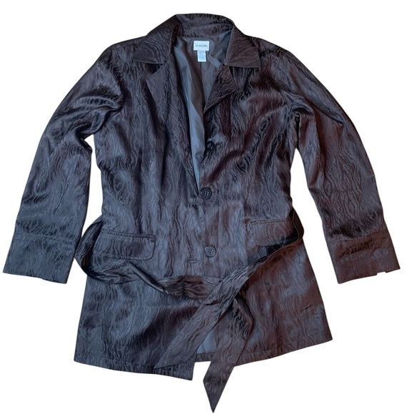 Chico's Jackets & Blazers - Chico’s 100% Silk Woodgrain Moire Belted Jacket Blazer Brown Size 3 (XL)